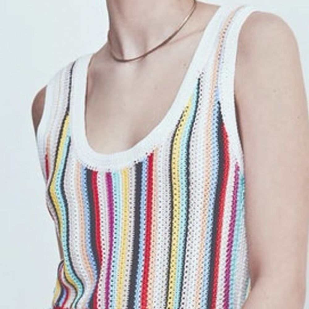 Marie Oliver Crochet Pima cotton Striped Tank sz S